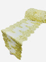14" Wide Sequins Metallic Trim Lace On Mesh Fabric - Embroidered Sequins, Scalloped Double Border, 14" Width (1 Yard)