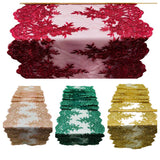 14" Wide Sequins Metallic Trim Lace On Mesh Fabric - Embroidered Sequins, Scalloped Double Border, 14" Width (1 Yard)