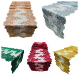 Lace Table Runner Fabric - Embroidered Sequined Metallic Appliques, Scalloped Double Border, 14" Width X 90" Length (1 Piece)