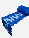 Lace Table Runner Fabric - Embroidered Sequined Metallic Appliques, Scalloped Double Border, 14" Width X 90" Length (1 Piece)