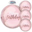 Foil Balloon Birthday Orbz 15 Inch Blush