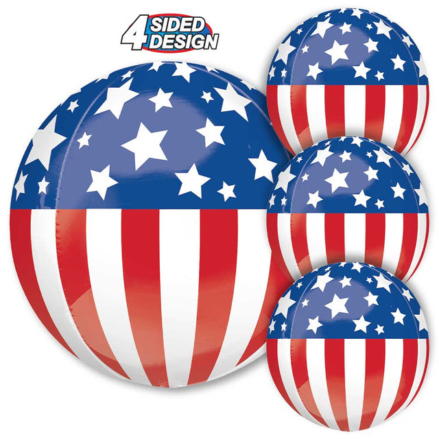 Patriotic Orbz Foil Balloon 15 Inch