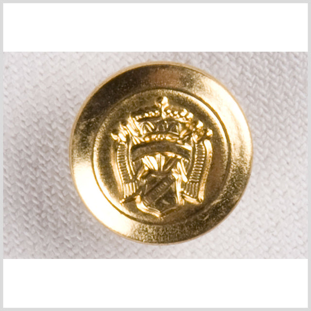 Metal Shank Back Button - 24L/15mm - Bright Gold Crest