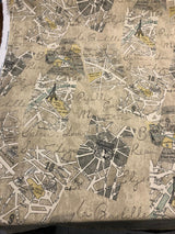 Waverly Mapped Out SD Graphite Paris 100 Percent Cotton Fabric - Pewter Grey, Blue Grey, Oyster White, Stone Grey, Black, Paris Bistro Print, 54" Width (1 Yard)