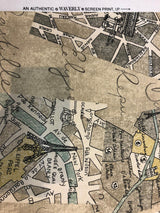 Waverly Mapped Out SD Graphite Paris 100 Percent Cotton Fabric - Pewter Grey, Blue Grey, Oyster White, Stone Grey, Black, Paris Bistro Print, 54" Width (1 Yard)