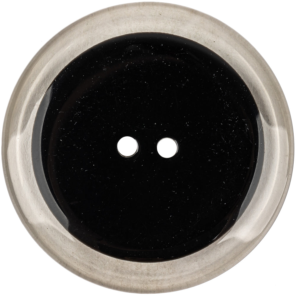 Black and Transparent 2-Hole Smooth Top Plastic Button - 70L/44.5mm