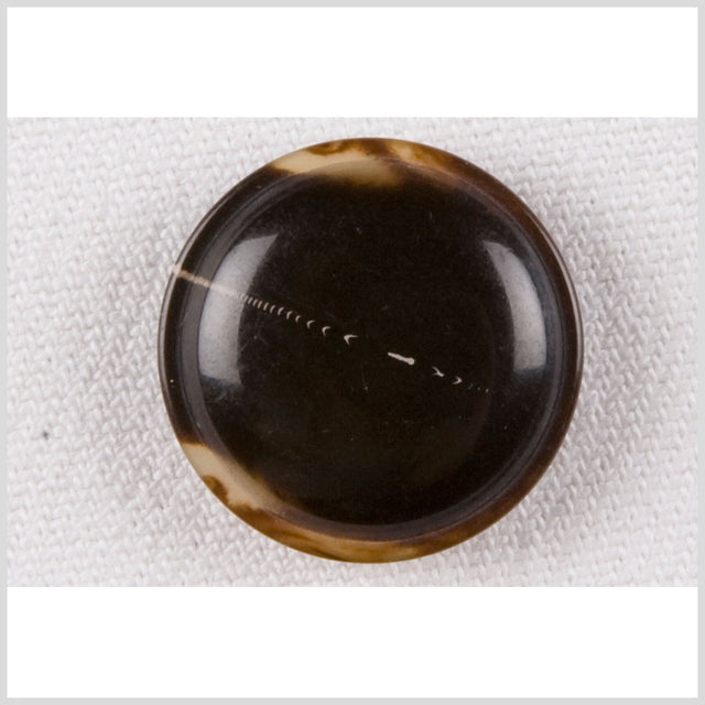 Plastic Shank Back Button - 32L/20mm - Dark Brown and Cream Swirls Domed Top