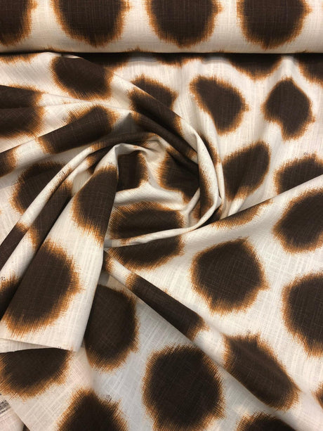 Orbit Milk Chocolate Brown Circles Cotton Fabric - Beige With Brown And Slight Orange Circles, 56" Width (1 Yard)