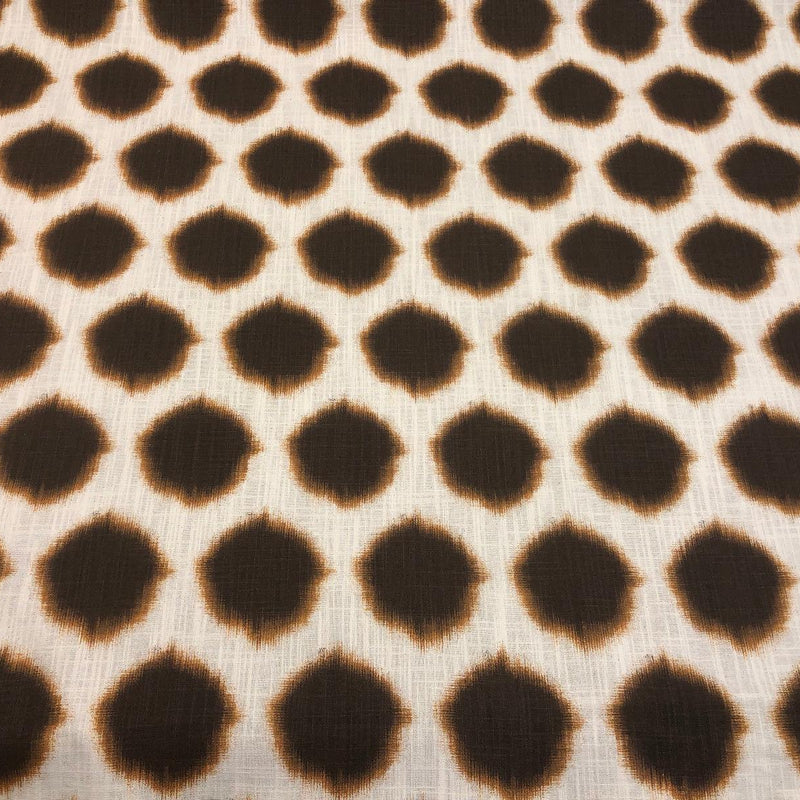 Orbit Milk Chocolate Brown Circles Cotton Fabric - Beige With Brown And Slight Orange Circles, 56" Width (1 Yard)