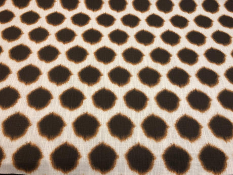 Orbit Milk Chocolate Brown Circles Cotton Fabric - Beige With Brown And Slight Orange Circles, 56" Width (1 Yard)