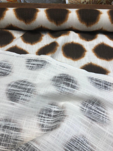 Orbit Milk Chocolate Brown Circles Cotton Fabric - Beige With Brown And Slight Orange Circles, 56" Width (1 Yard)