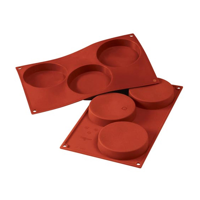 Silikomart Silicone Bakeware Sponge Base 4.7 Oz, 4.05" Diam. x 0.79" High, 3 Cavities