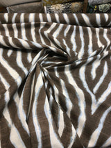 Zany Zebra Ice Blue Cotton Fabric - Zebra Print, 56" Width (1 Yard)