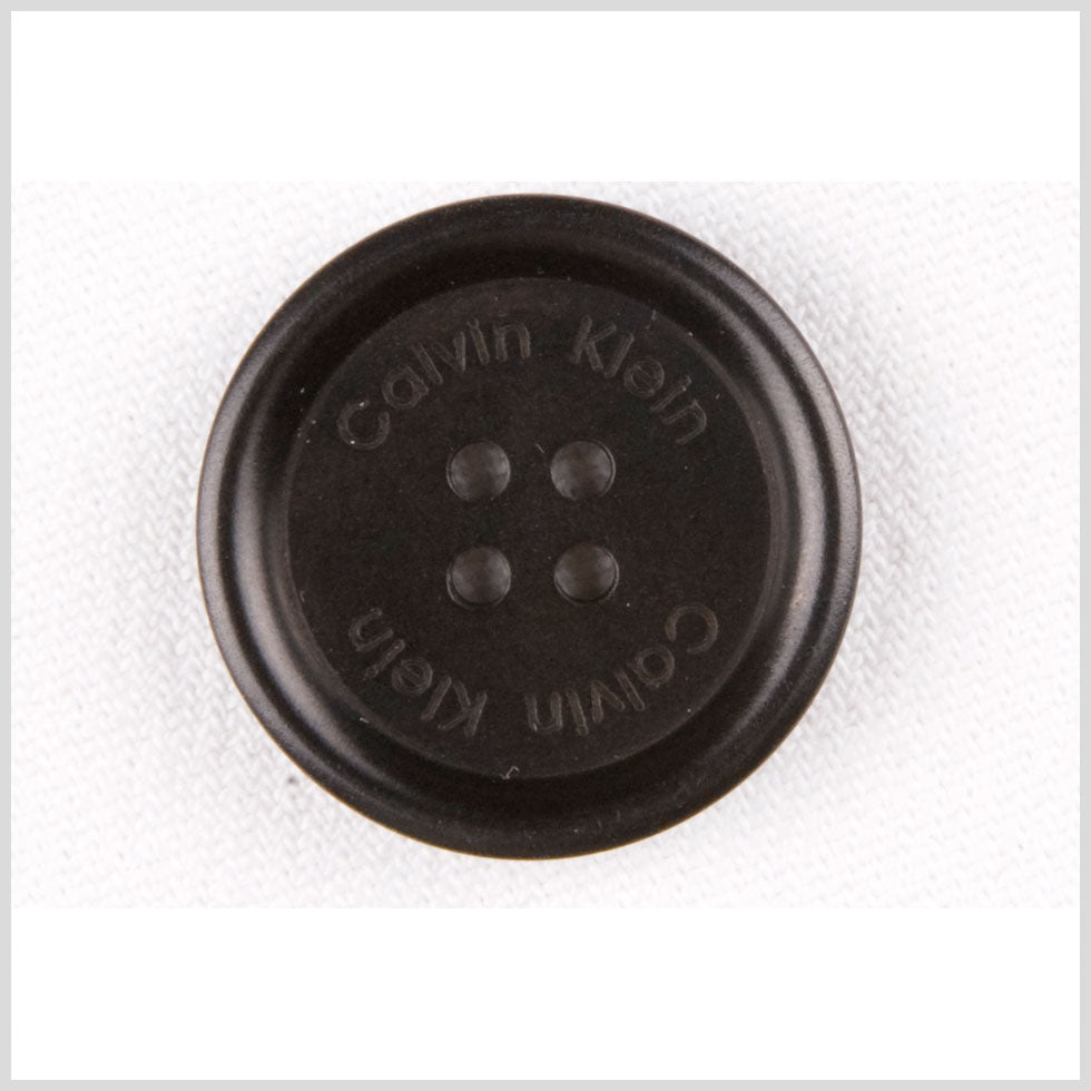 Plastic 4-Hole Button by Calvin Klein - 32L/20mm - Black Designer Logo Rolled Rim