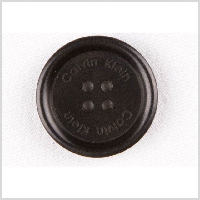 Plastic 4-Hole Button by Calvin Klein - 32L/20mm - Black Designer Logo Rolled Rim