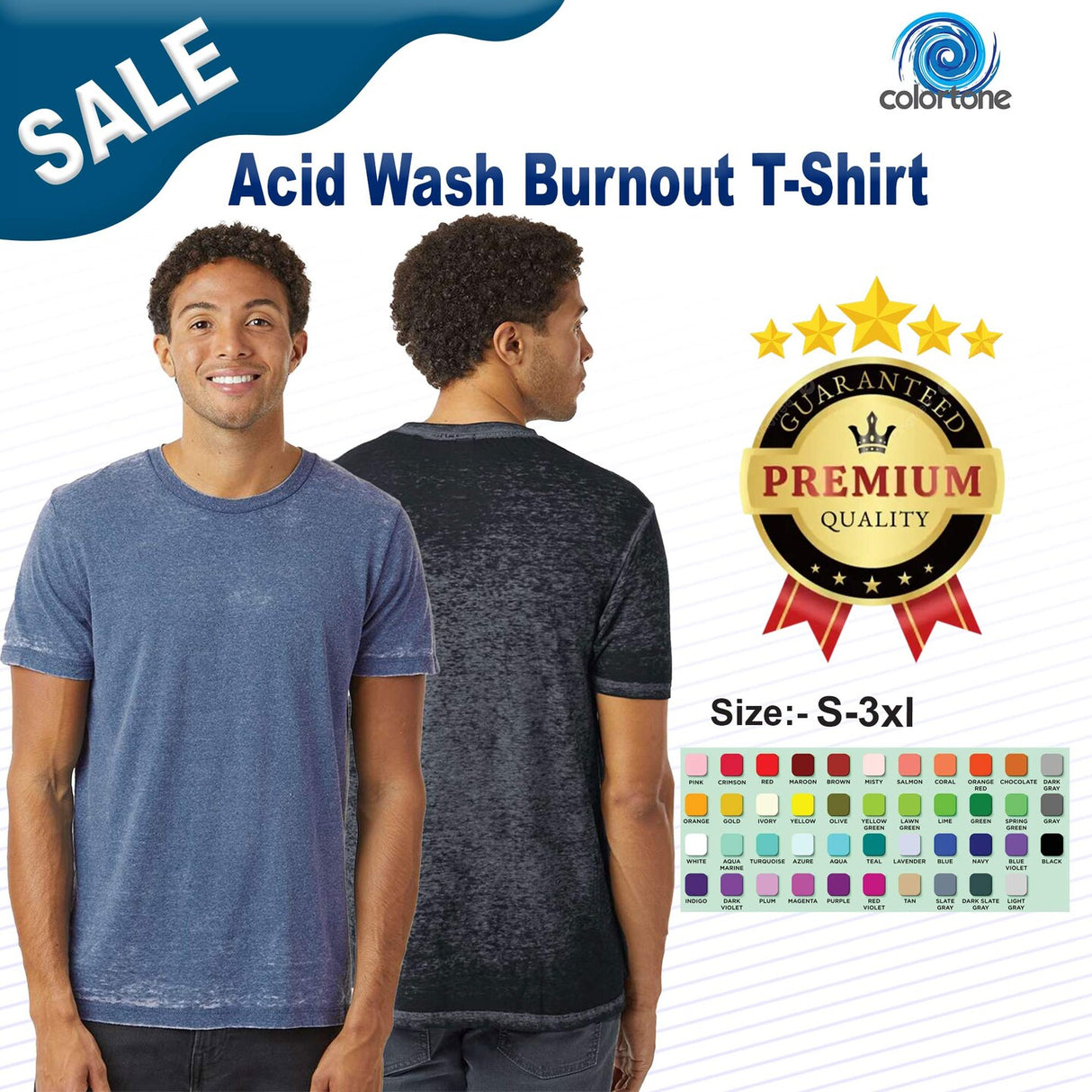 Colortone® Acid Wash Burnout Crewneck Short Sleeve T-Shirt