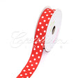 7/8" Grosgrain White Polka Dots Ribbon - 10 Yards (Red)
