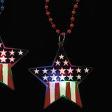 33" Patriotic USA Flag Light-Up Star Charm Necklaces 12 Pieces