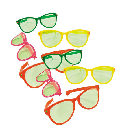 Jumbo Bright Solid Color Novelty Sunglasses – Set of 12
