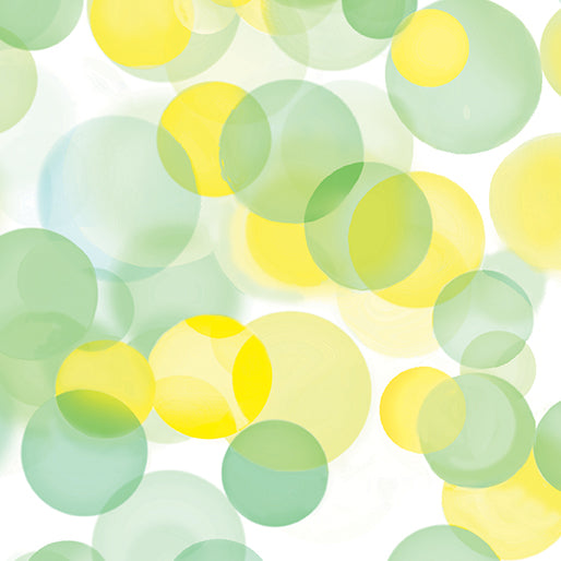 Cotton Wideback Fabric Yellow/Green Bubbles 108"