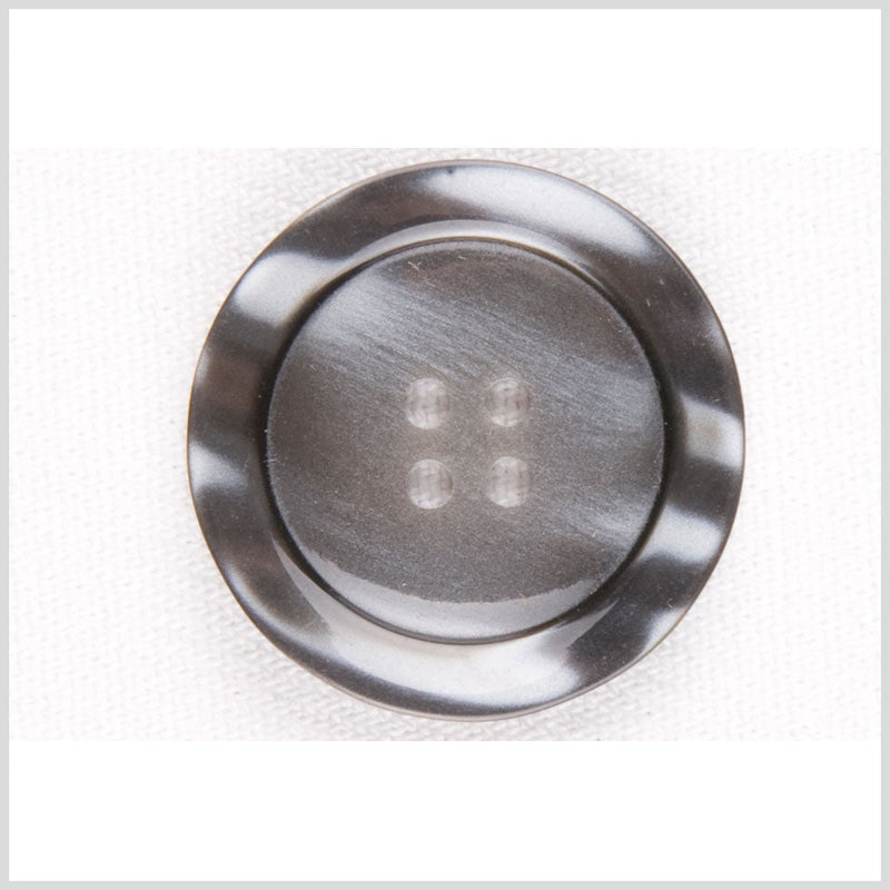 Plastic 4-Hole Button - 44L/28mm - Gray and White Mottled Streaks