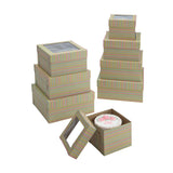 Striped Party Cake Box, with Window, 8 Inch Deep, 12 x 12 x 8 inch Deep