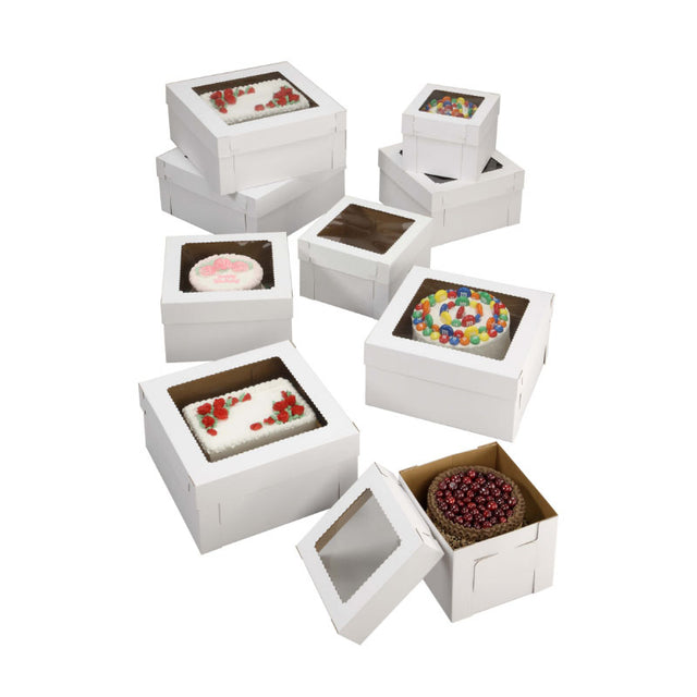 O'Creme White Cake Box with Window, 2 pc, 12 x 12 x 12 Inch Deep