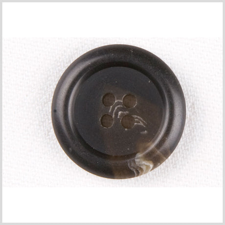 Plastic 4-Hole Button - 34L/21.5mm - Black and Beige Subtle Swirls