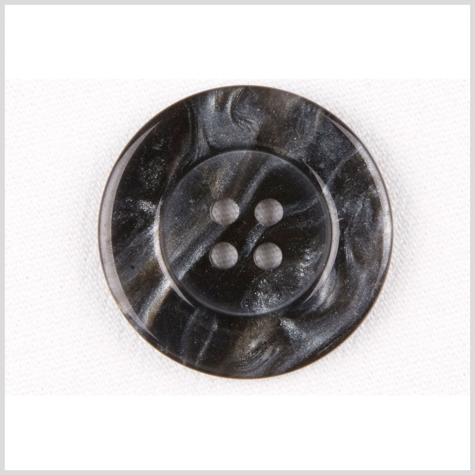 Black and Gray Abstract 4-Hole Plastic Button - 36L/23mm