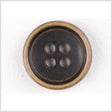 Plastic 4-Hole Button - 28L/18mm - Black with Gold Rim