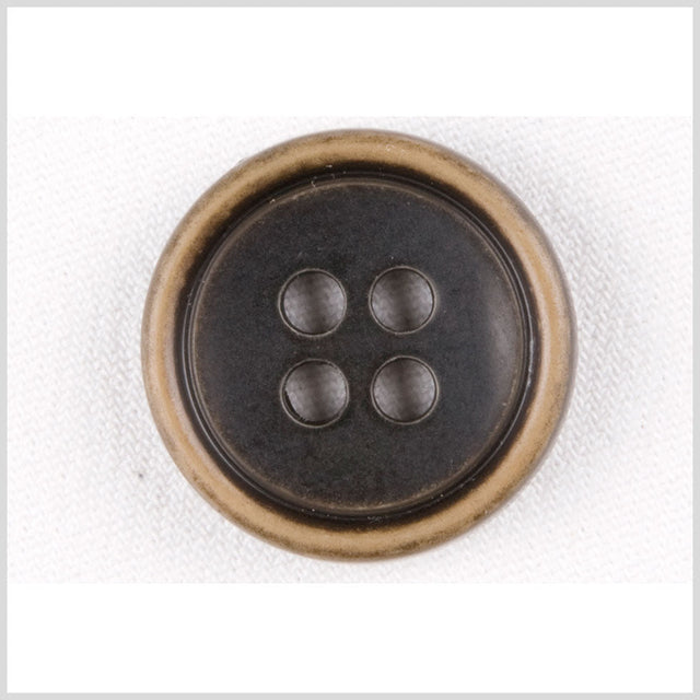 Plastic 4-Hole Button - 28L/18mm - Black with Gold Rim