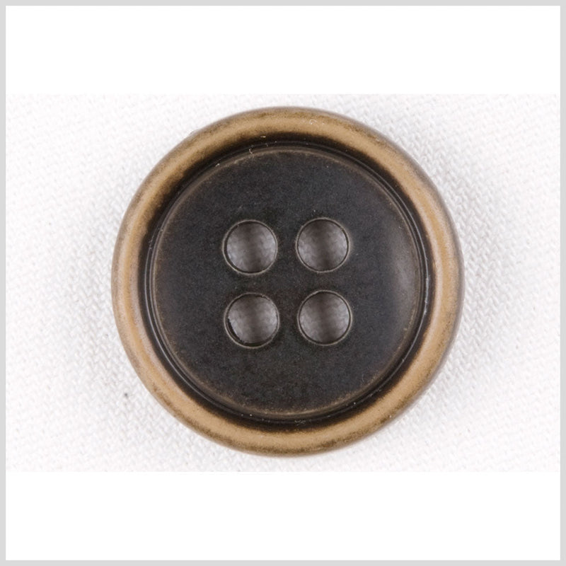 Plastic 4-Hole Button - 44L/28mm - Black with Gold Rim