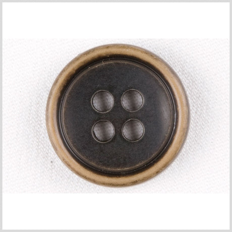 Plastic 4-Hole Button - 44L/28mm - Black with Gold Rim