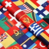 International Flags Poly Spandex Fabric - Multicolor International Flag Print, 60" Width (1 Yard)