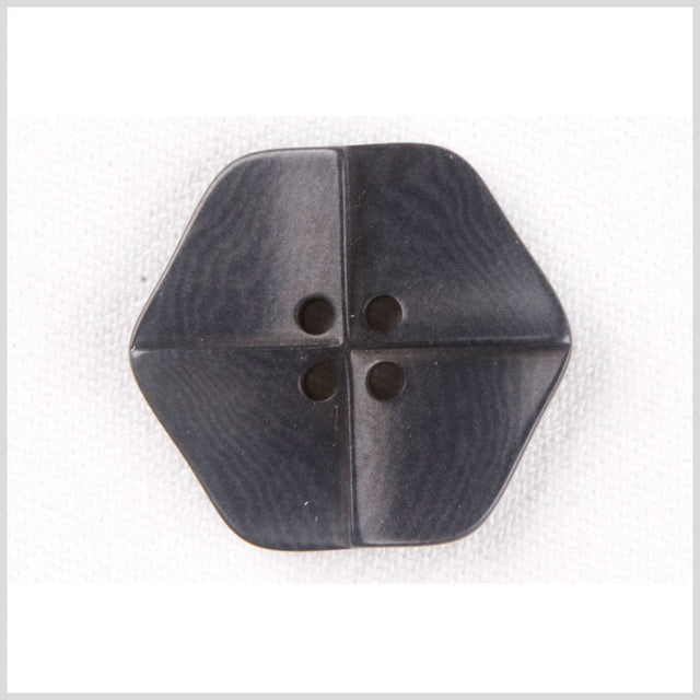 Hexagonal Plastic 4-Hole Button - 44L/28mm - Black Wood Grain
