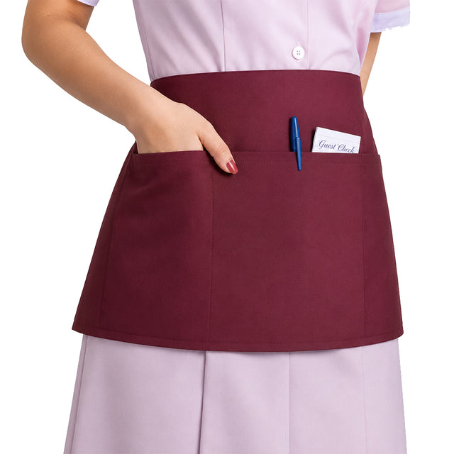 Front-of-the-House Waist Apron 22" Wide x 11" Long, Burgundy