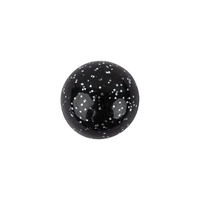 Plastic Shank Back Button - 24L/15mm - Black Dome Shaped with Silver Glitter