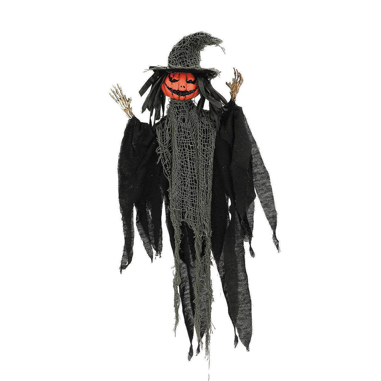 2 Ft. Hanging Pumpkinhead Man with Hat Halloween Decoration