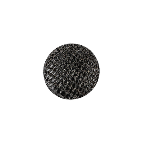 Plastic Shank Back Button - 24L/15mm - Black Alligator Skin Embossed