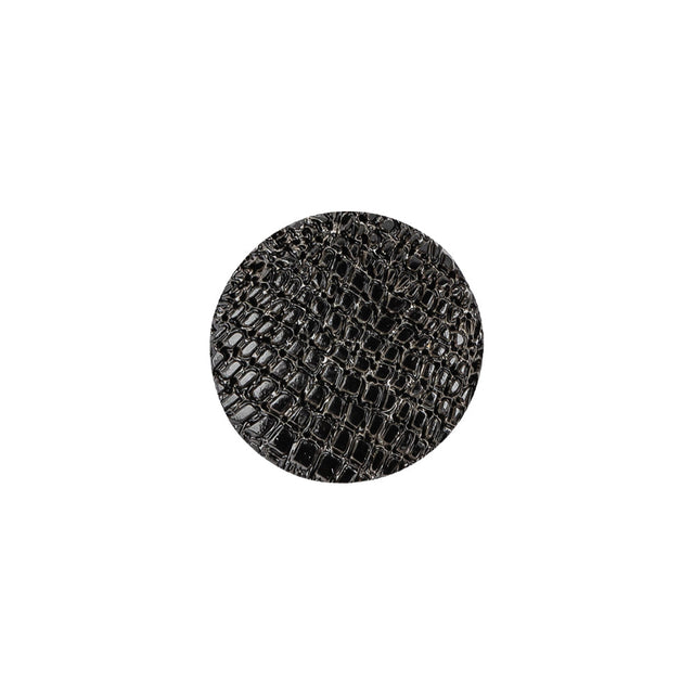 Plastic Shank Back Button - 24L/15mm - Black Alligator Skin Embossed