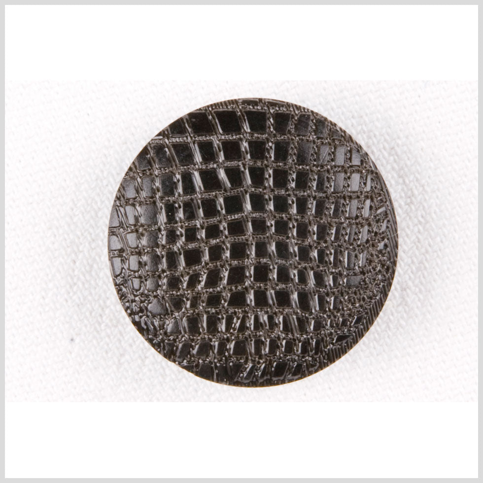Plastic Shank Back Button - 32L/20mm - Black Alligator Skin Embossed