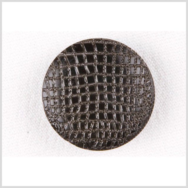 Plastic Shank Back Button - 32L/20mm - Black Alligator Skin Embossed