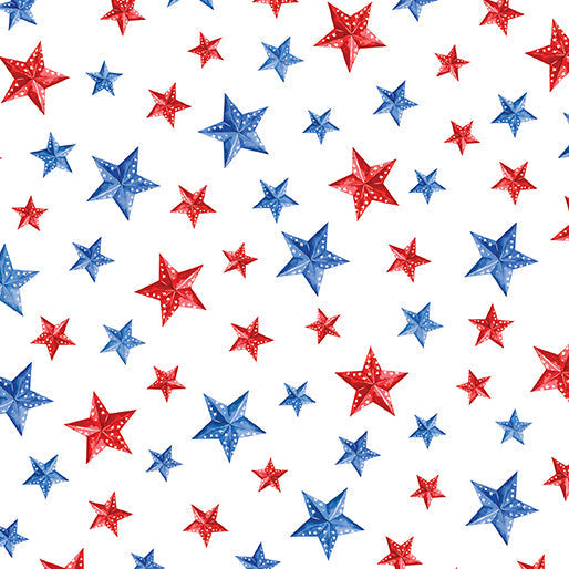 Cotton Print Stars of Liberty White 44/45 Fabric