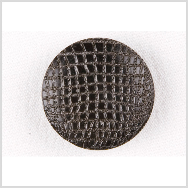 Plastic Shank Back Button - 36L/23mm - Black Alligator Skin Embossed
