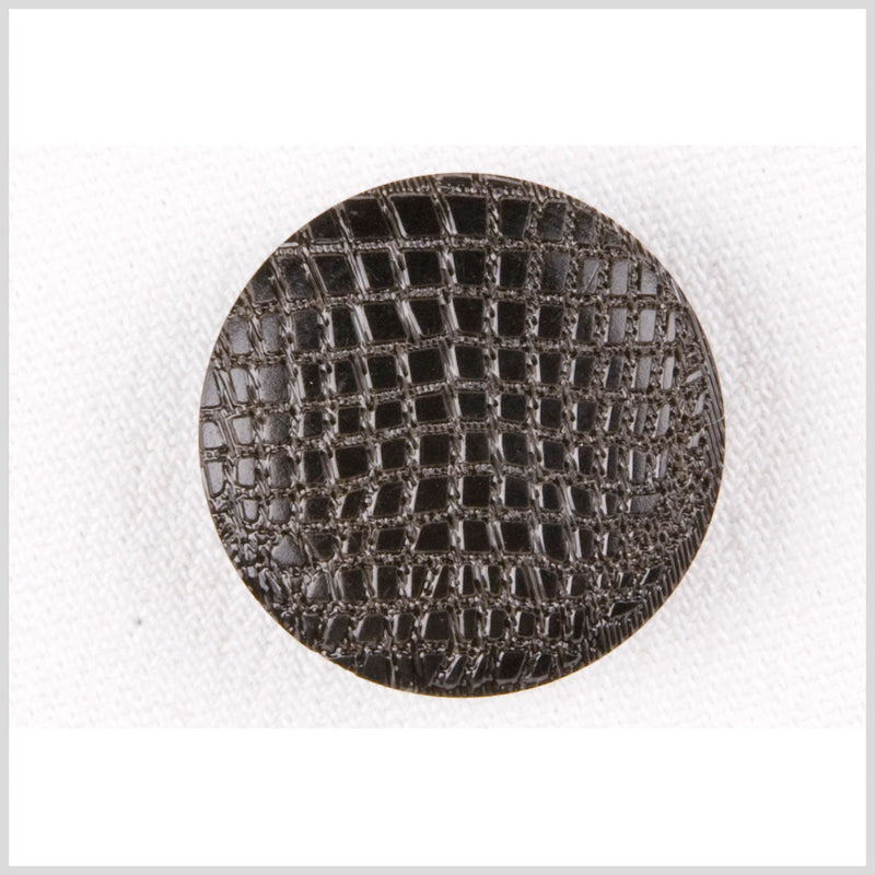 Plastic Shank Back Button - 40L/25.5mm - Black Alligator Skin Embossed