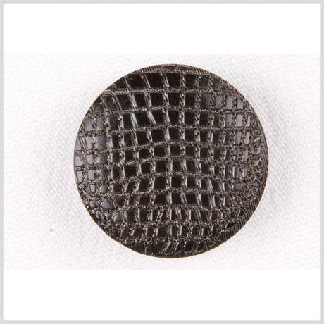 Plastic Shank Back Button - 40L/25.5mm - Black Alligator Skin Embossed