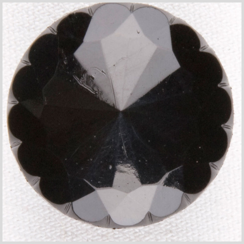 Plastic Shank Back Button - 30L/19mm - Black Flower Petal Rim