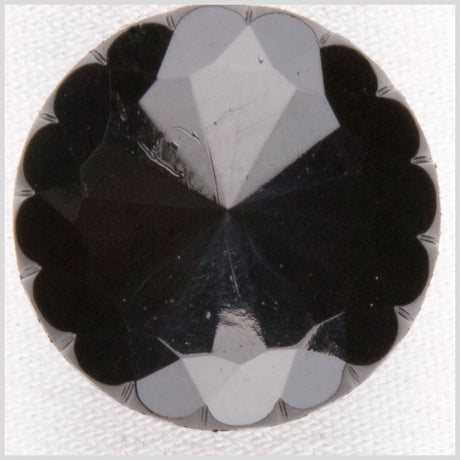 Plastic Shank Back Button - 30L/19mm - Black Flower Petal Rim