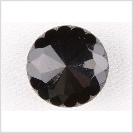 Plastic Shank Back Button - 44L/28mm - Black Black Flower Petal Rim