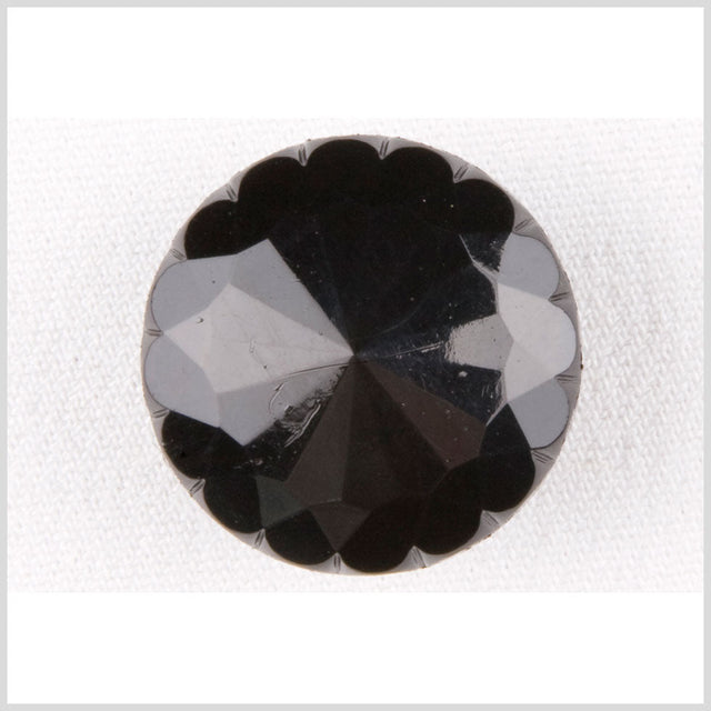 Plastic Shank Back Button - 44L/28mm - Black Black Flower Petal Rim